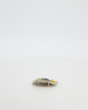 Schiaparelli Crystal and Resin Visage Brooch Palladium-Plated and Gold-Tone Metal