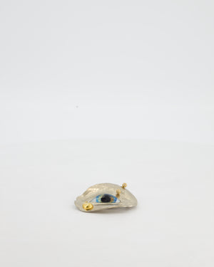 Schiaparelli Crystal and Resin Visage Brooch Palladium-Plated and Gold-Tone Metal