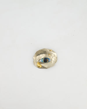 Schiaparelli Crystal and Resin Visage Brooch Palladium-Plated and Gold-Tone Metal