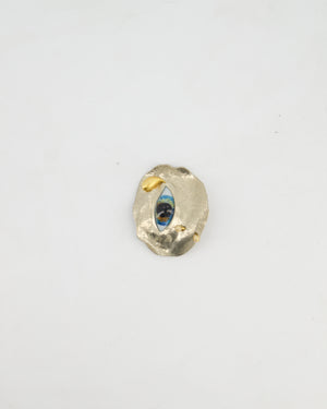 Schiaparelli Crystal and Resin Visage Brooch Palladium-Plated and Gold-Tone Metal