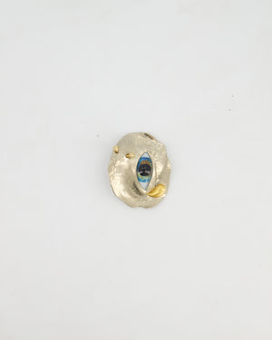 Schiaparelli Crystal and Resin Visage Brooch Palladium-Plated and Gold-Tone Metal