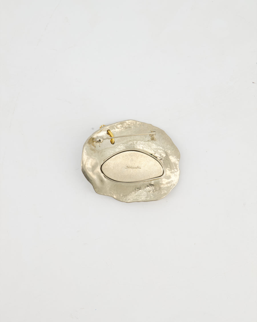 Schiaparelli Crystal and Resin Visage Brooch Palladium-Plated and Gold-Tone Metal