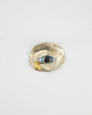 Schiaparelli Crystal and Resin Visage Brooch Palladium-Plated and Gold-Tone Metal
