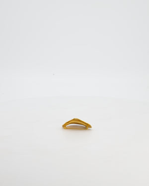 Schiaparelli Hammered Gold Brass Mouth Brooch with Logo