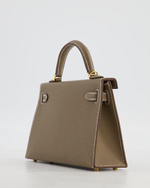 *HOT* Hermès Mini Kelly II 20 Bag in Etoupe Epsom Leather with Gold Hardware