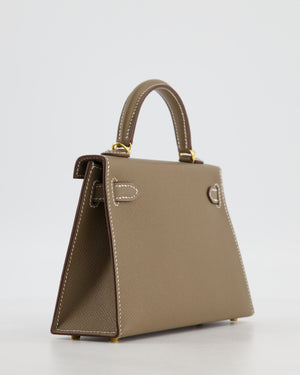 *HOT* Hermès Mini Kelly II 20 Bag in Etoupe Epsom Leather with Gold Hardware