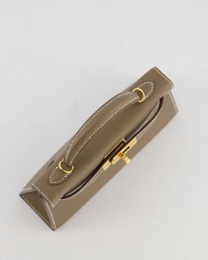 *HOT* Hermès Mini Kelly II 20 Bag in Etoupe Epsom Leather with Gold Hardware