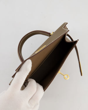 *HOT* Hermès Mini Kelly II 20 Bag in Etoupe Epsom Leather with Gold Hardware