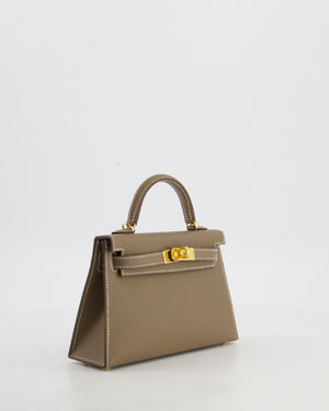 *HOT* Hermès Mini Kelly II 20 Bag in Etoupe Epsom Leather with Gold Hardware