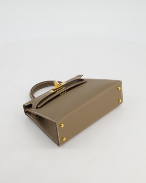 *HOT* Hermès Mini Kelly II 20 Bag in Etoupe Epsom Leather with Gold Hardware