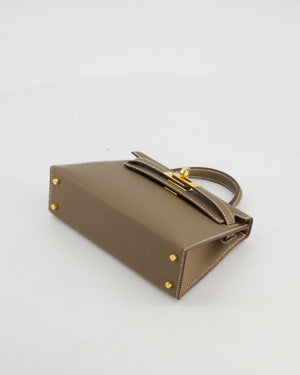 *HOT* Hermès Mini Kelly II 20 Bag in Etoupe Epsom Leather with Gold Hardware