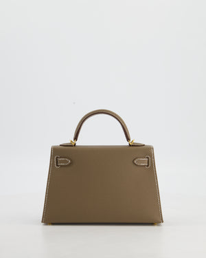 *HOT* Hermès Mini Kelly II 20 Bag in Etoupe Epsom Leather with Gold Hardware