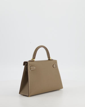 *HOT* Hermès Mini Kelly II 20 Bag in Etoupe Epsom Leather with Gold Hardware