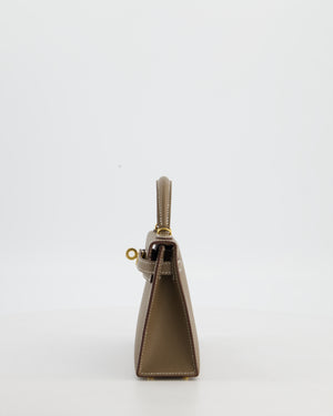 *HOT* Hermès Mini Kelly II 20 Bag in Etoupe Epsom Leather with Gold Hardware