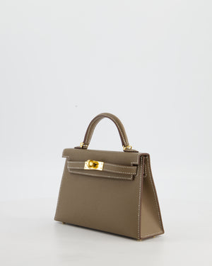 *HOT* Hermès Mini Kelly II 20 Bag in Etoupe Epsom Leather with Gold Hardware