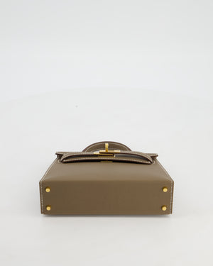 *HOT* Hermès Mini Kelly II 20 Bag in Etoupe Epsom Leather with Gold Hardware