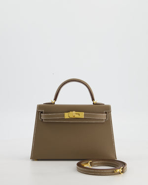 *HOT* Hermès Mini Kelly II 20 Bag in Etoupe Epsom Leather with Gold Hardware