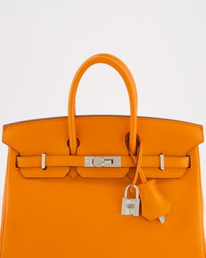 Hermès Birkin 25 Retourne Bag in Orange Swift Leather with Palladium Hardware