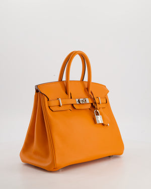 Hermès Birkin 25 Retourne Bag in Orange Swift Leather with Palladium Hardware