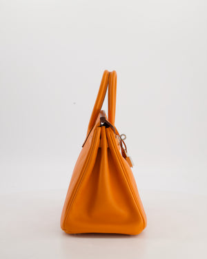 Hermès Birkin 25 Retourne Bag in Orange Swift Leather with Palladium Hardware