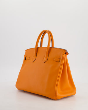 Hermès Birkin 25 Retourne Bag in Orange Swift Leather with Palladium Hardware