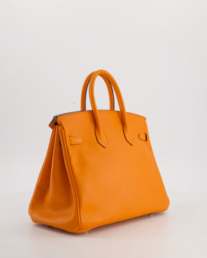 Hermès Birkin 25 Retourne Bag in Orange Swift Leather with Palladium Hardware
