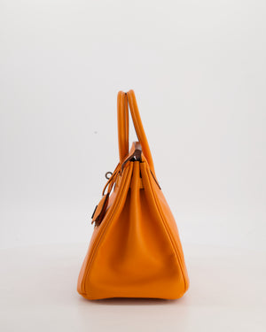 Hermès Birkin 25 Retourne Bag in Orange Swift Leather with Palladium Hardware