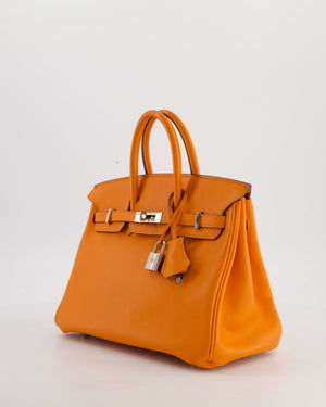 Hermès Birkin 25 Retourne Bag in Orange Swift Leather with Palladium Hardware