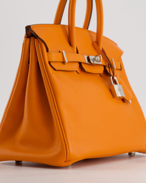 Hermès Birkin 25 Retourne Bag in Orange Swift Leather with Palladium Hardware