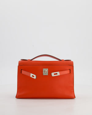 Hermès Kelly Pochette Bag in Capucine Swift Leather with Palladium Hardware