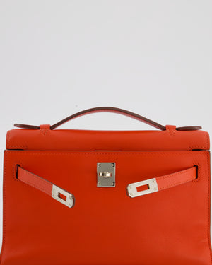 Hermès Kelly Pochette Bag in Capucine Swift Leather with Palladium Hardware