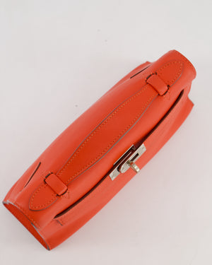 Hermès Kelly Pochette Bag in Capucine Swift Leather with Palladium Hardware