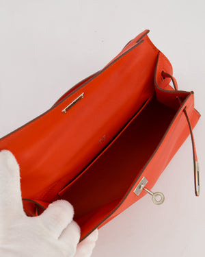 Hermès Kelly Pochette Bag in Capucine Swift Leather with Palladium Hardware