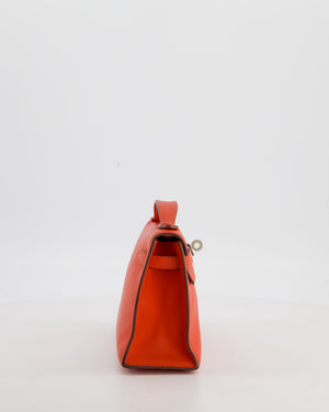 Hermès Kelly Pochette Bag in Capucine Swift Leather with Palladium Hardware