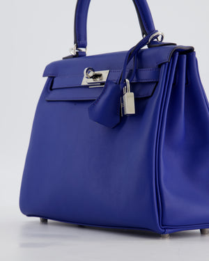 Hermès Kelly 25 Retourne Bag in Bleu France Swift Leather Bleu with Palladium Hardware