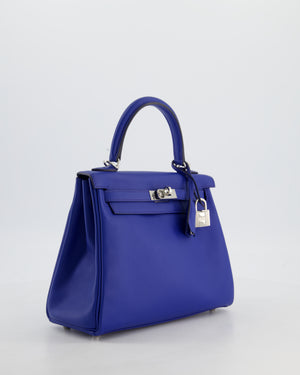 Hermès Kelly 25 Retourne Bag in Bleu France Swift Leather Bleu with Palladium Hardware