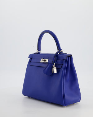 Hermès Kelly 25 Retourne Bag in Bleu France Swift Leather Bleu with Palladium Hardware