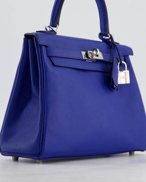 Hermès Kelly 25 Retourne Bag in Bleu France Swift Leather Bleu with Palladium Hardware