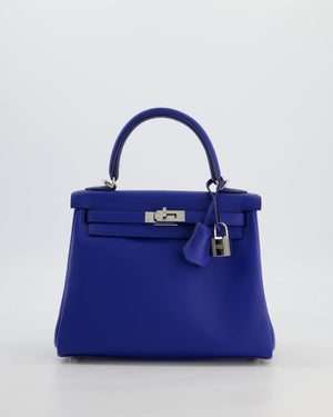 Hermès Kelly 25 Retourne Bag in Bleu France Swift Leather Bleu with Palladium Hardware