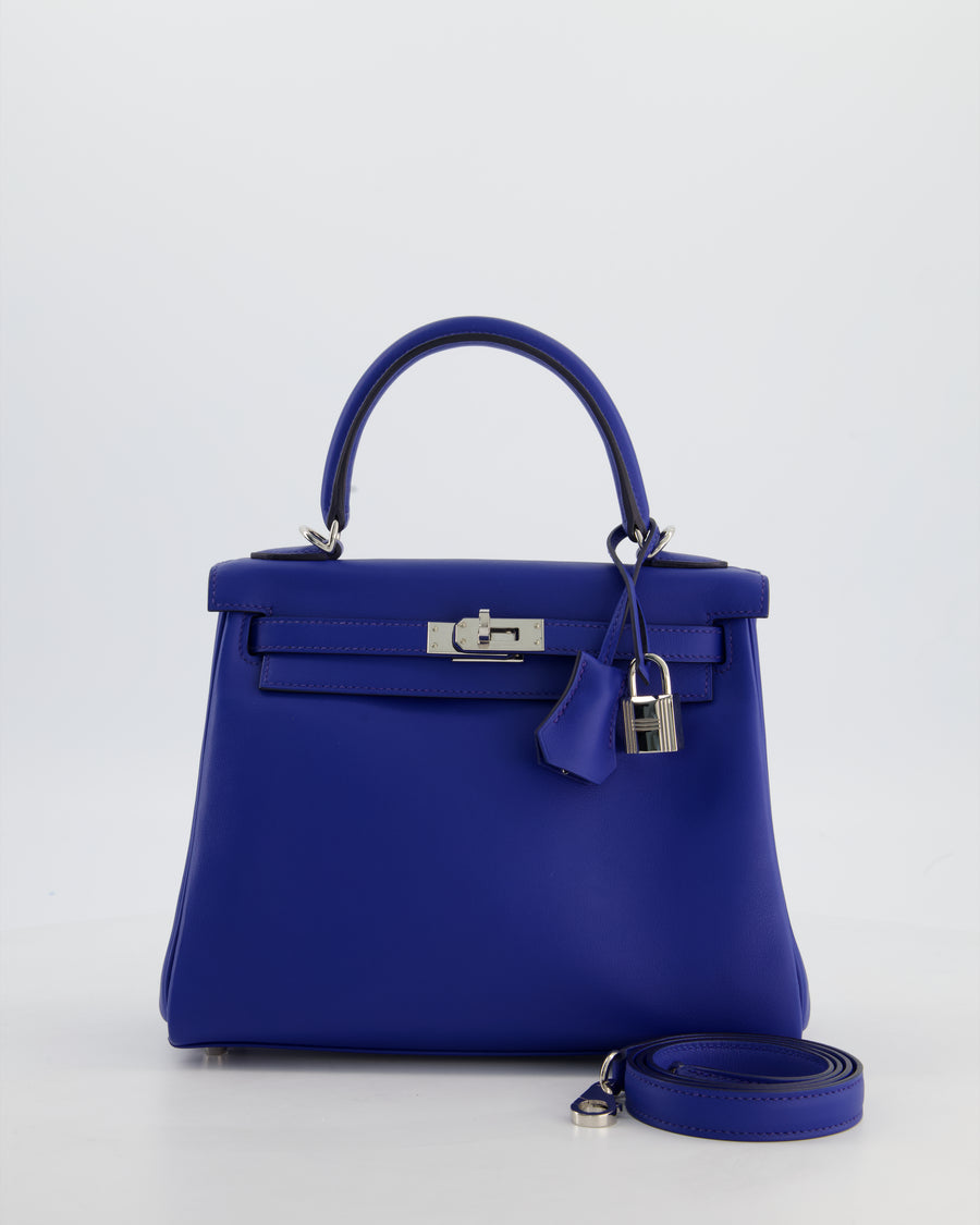 Hermès Kelly 25 Retourne Bag in Bleu France Swift Leather Bleu with Palladium Hardware