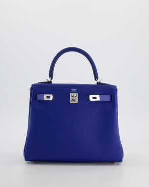 Hermès Kelly 25 Retourne Bag in Bleu France Swift Leather Bleu with Palladium Hardware
