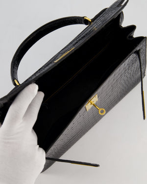 *HOT* Hermès Vintage Kelly 32 Sellier Bag in Noir Porosus Crocodile Leather with Gold Hardware