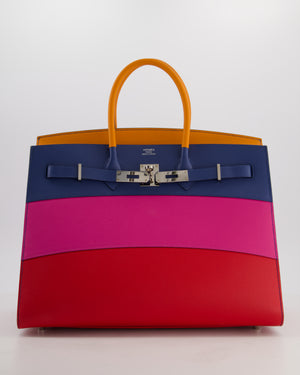 *BLUE BOX* Hermès Birkin 35 Sunset Sellier Bag in Abricot, Agate, Magnolia & Rouge Casaque Epsom Leather with Palladium Hardware