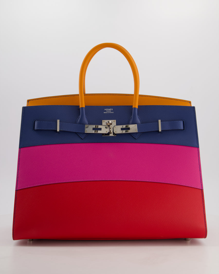 *BLUE BOX* Hermès Birkin 35 Sunset Sellier Bag in Abricot, Agate, Magnolia & Rouge Casaque Epsom Leather with Palladium Hardware