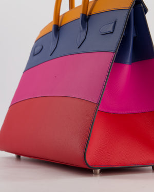 *BLUE BOX* Hermès Birkin 35 Sunset Sellier Bag in Abricot, Agate, Magnolia & Rouge Casaque Epsom Leather with Palladium Hardware