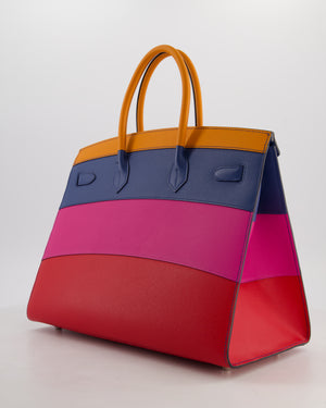 *BLUE BOX* Hermès Birkin 35 Sunset Sellier Bag in Abricot, Agate, Magnolia & Rouge Casaque Epsom Leather with Palladium Hardware