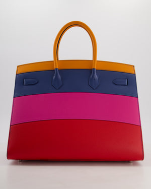 *BLUE BOX* Hermès Birkin 35 Sunset Sellier Bag in Abricot, Agate, Magnolia & Rouge Casaque Epsom Leather with Palladium Hardware