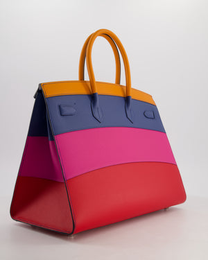 *BLUE BOX* Hermès Birkin 35 Sunset Sellier Bag in Abricot, Agate, Magnolia & Rouge Casaque Epsom Leather with Palladium Hardware
