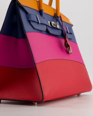 *BLUE BOX* Hermès Birkin 35 Sunset Sellier Bag in Abricot, Agate, Magnolia & Rouge Casaque Epsom Leather with Palladium Hardware