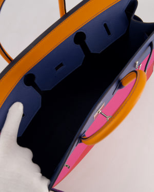 *BLUE BOX* Hermès Birkin 35 Sunset Sellier Bag in Abricot, Agate, Magnolia & Rouge Casaque Epsom Leather with Palladium Hardware